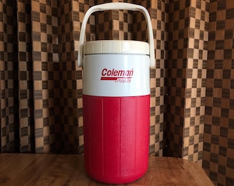 Vintage 80’s Coleman PolyLite Cooler  Insulated Red White Half Gallon Water Cooler Jug
