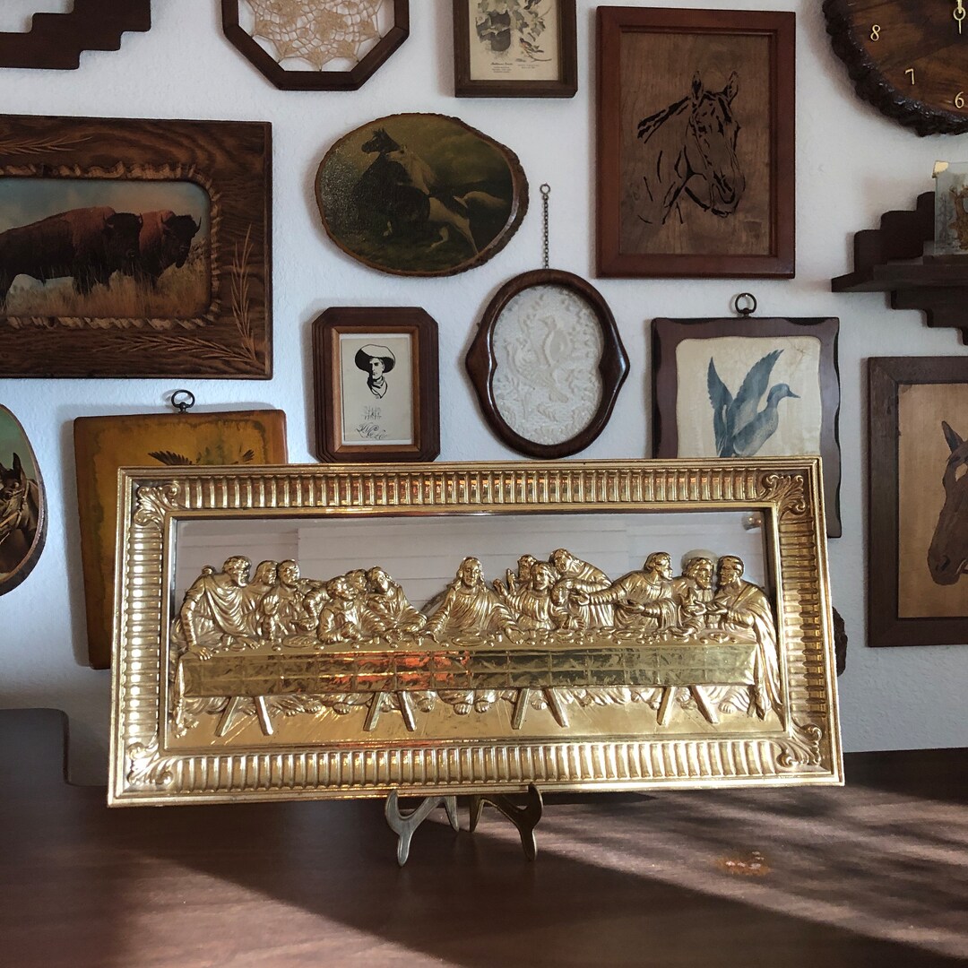 Vintage Gold Framed the Last Supper Wall Hanging Mirror Home Interiors ...