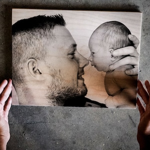 Custom Gift For Dad, New Dad First Fathers Day Gift Wife To Husband Gift Photo On Wood Personalized Dad Photo Gifts New Dad Custom Gift image 1