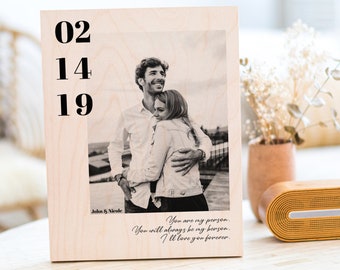 Personalized Picture On Wood, Custom Picture Frame, Anniversary Photo Frame, 5th Anniversary Personalized Gifts For Men, Sign With Photo