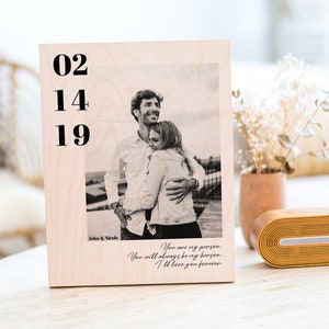 Personalized Picture On Wood, Custom Picture Frame, Anniversary Photo Frame, 5th Anniversary Personalized Gifts For Men, Sign With Photo