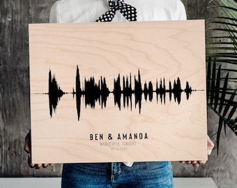 Sound Wave Art Valentines Music Wall Art Wooden Five Year Anniversary Gift For Her Wedding Song 5th Anniversary Wooden Gift Music Art Print