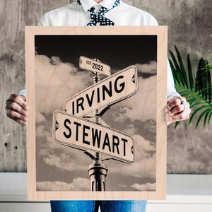 Street Sign With Names Wedding Gift Personalized Engagement Gift Last Names Street Newlywed Gift Anniversary WOOD PRINT