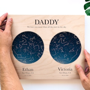 Custom Star Map Dad Fathers Day Gift From Kids Personalized Gift For Dad Nigh Sky Print Gift For Dad From Daughter Son Daddy Constellation image 1