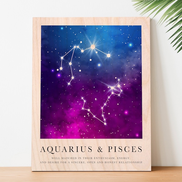 Zodiac Valentines Gift For Girlfriend Astrology Signs Personalized Anniversary Gift For Him Or Her Custom Zodiac Stars Gift Pisces Aquarius