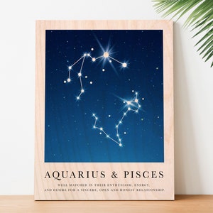 Zodiac Gift For Boyfriend 2 Astrology Signs Constellations Personalized Anniversary Zodiac Gift For Best Friend Pisces Gifts Astrology Stars