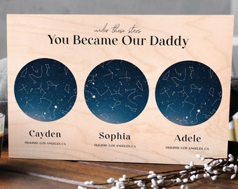 The Day You Became My Dad Fathers Day Gift From Kids - Night Sky Children Gift For Dad From Son From Daughter Personalized Dad Gifts