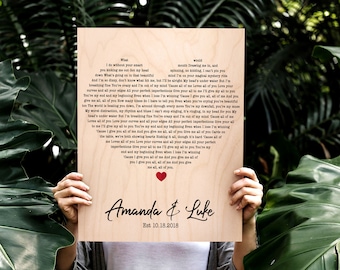 First Dance Lyrics Unique Wedding Gift For Couple | Wedding Vows Framed Song Lyrics Print On Wood, Custom Quote Print