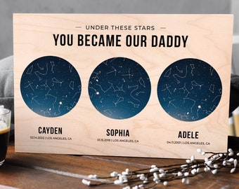 The Night You Became My Daddy Star Map Children Gift For Dad Fathers Day Gift From Kids Son Gift For Dad From Daughter Wooden Sign Best Dad