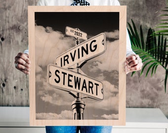 Street Sign With Names Wedding Gift Personalized Engagement Gift Last Names Street Newlywed Gift Anniversary WOOD PRINT