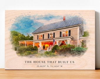 Realtor Gift For New House Custom Drawing Real Estate Closing Gifts New Home Print On Wood New Home Sign First Home Gift Housewarming Gift