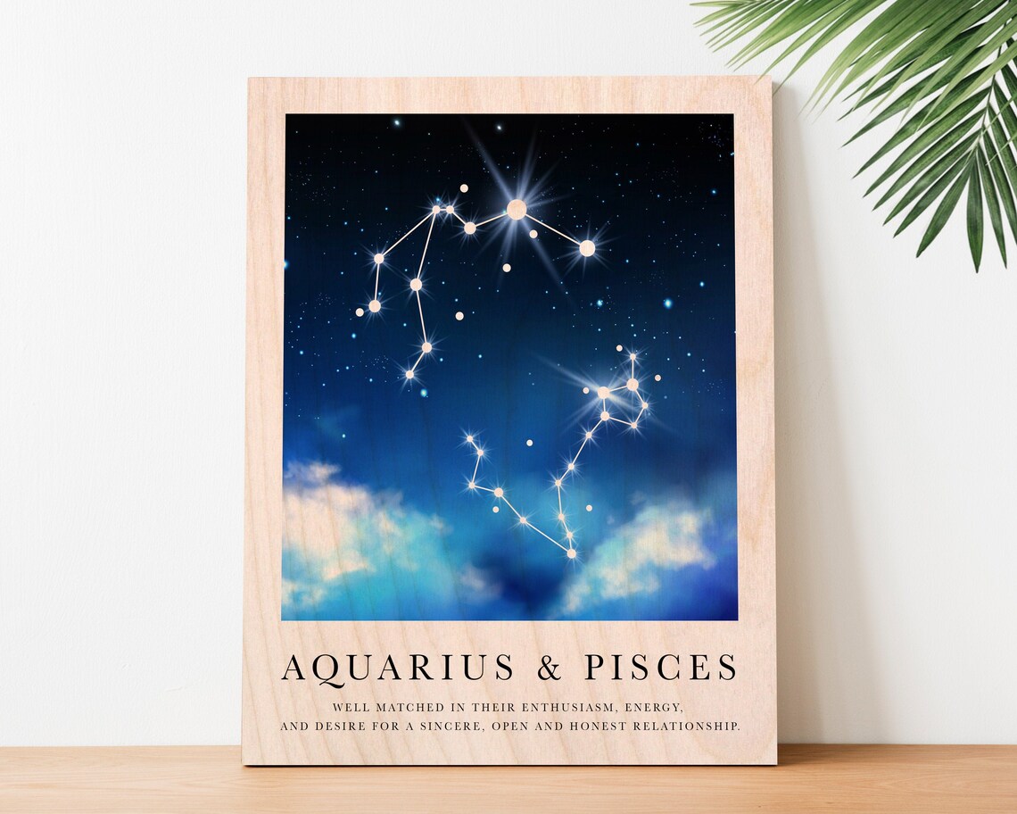 Personalized Astrology Gifts 2 Signs Zodiac Anniversary Gifts Etsy