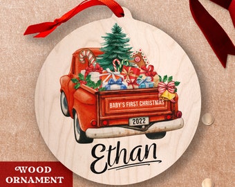 My First Christmas Ornament Red Truck Baby Boy Personalized Ornament With Names 2023 Baby's First Christmas Ornament Keepsake Kids Ornaments