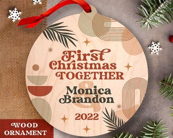 Our First Christmas Together Ornament - Personalized Couple Christmas Ornament - New Couple Gift Wooden Ornament Boyfriend - Modern Ornament
