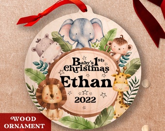 Woodland Ornaments First Christmas Personalized Baby Ornament for Boys Woodland Animals Custom Baby Name My First Christmas Ornament