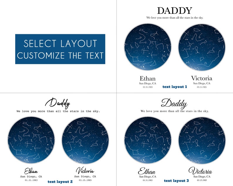 Custom Star Map Dad Fathers Day Gift From Kids Personalized Gift For Dad Nigh Sky Print Gift For Dad From Daughter Son Daddy Constellation image 4