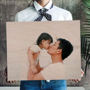 Custom Gift For Dad, New Dad First Fathers Day Gift Wife To Husband Gift Photo On Wood Personalized Dad Photo Gifts New Dad Custom Gift image 2