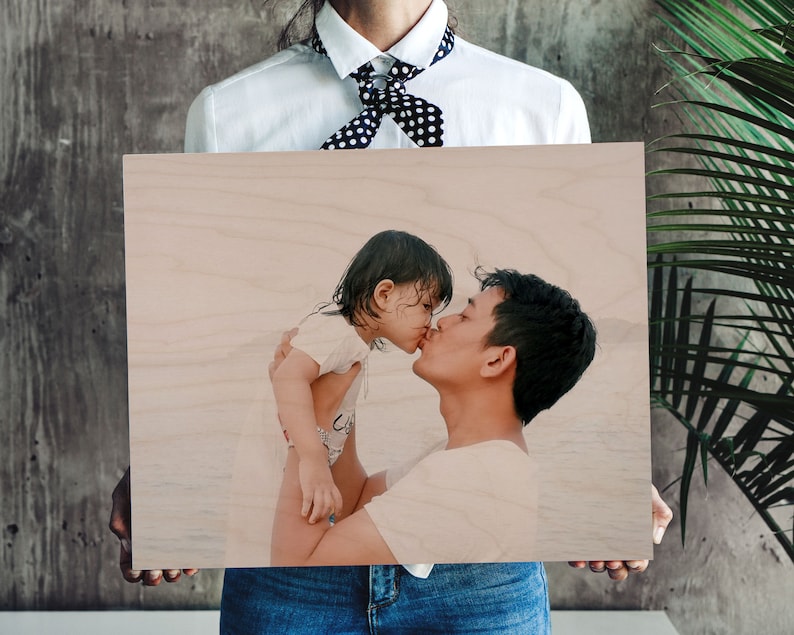 Custom Gift For Dad, New Dad First Fathers Day Gift Wife To Husband Gift Photo On Wood Personalized Dad Photo Gifts New Dad Custom Gift image 2