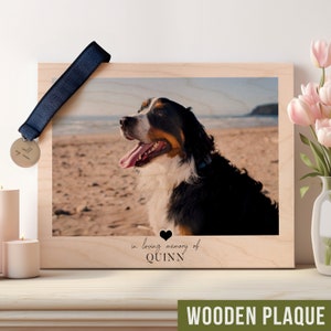 Pet Sympathy Gift, Dog Loss Frame With Pet Photo Printed On Wood, Dog Loss Memorial Gift Personalized image 1