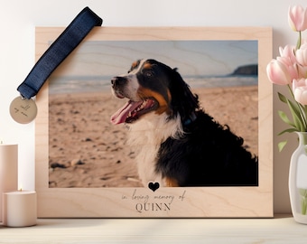 Pet Sympathy Gift, Dog Loss Frame With Pet Photo Printed On Wood, Dog Loss Memorial Gift Personalized