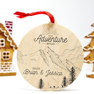 Mountain Ornament First Christmas Together Personalized Couples Ornament Wood Mountain Lover Gift For Boyfriend Mountain Themed Gifts