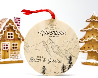 Mountain Ornament First Christmas Together Personalized Couples Ornament Wood Mountain Lover Gift For Boyfriend Mountain Themed Gifts