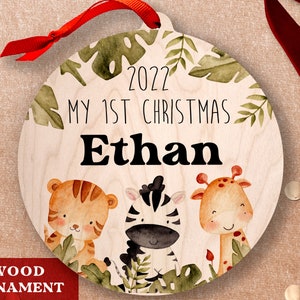 Baby Boy First Christmas Ornament Woodland Personalized New Baby Ornament Boys Custom Baby Name Christmas Ornament My First Christmas