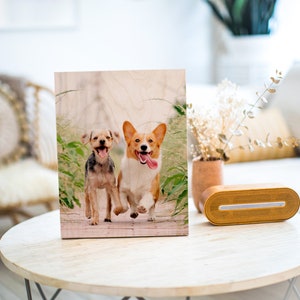 Pet Portrait Print, Pet Dad Gift, Dog Lover Gift, Custom Pet Prints, Print On Wood, Dog Photo Frame Pet Photo Pet Picture Frame Pet Memorial image 5