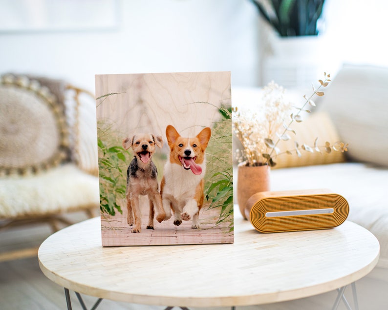 Pet Portrait Print, Pet Dad Gift, Dog Lover Gift, Custom Pet Prints, Print On Wood, Dog Photo Frame Pet Photo Pet Picture Frame Pet Memorial image 5