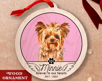 Pet Memorial Photo Ornament - Custom Dog Portrait Ornament Memorial Gift - Personalized Pet Loss Gift - Forever Loved Dog Sympathy Ornament