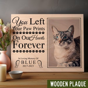 Pet Memorial Frame, Pet Loss Gifts With Photo Dog Sympathy Gift For Cat Remembrance Gift Personalized Dog Memorial Pawprints On Our Hearts