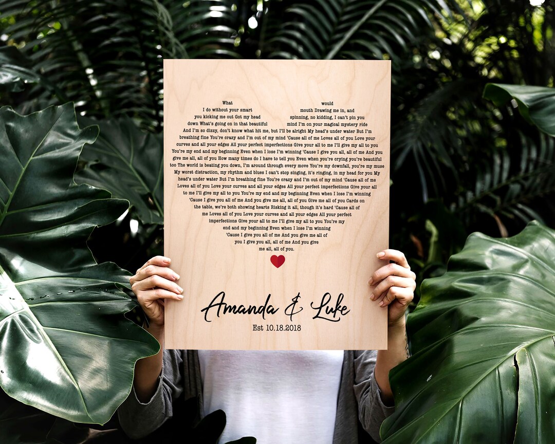 First Dance Lyrics Unique Wedding Gift for Couple | Wedding Vows Framed ...