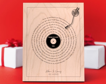 Our Song Lyrics Print On Wood Valentines Gift For Him Or Her Custom Lyrics Wall Art Poster  Framed Song Lyrics Couples Gift Record Lyric Art