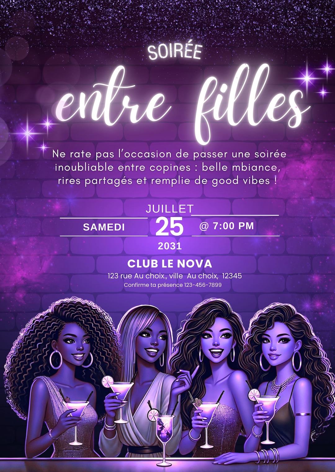 Girls Night Invitation – Printable Digital Invite – Party Copines ...