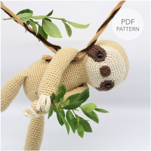 Crochet Amigurumi Sloth, PATTERN ONLY, Slow Mo, pdf Stuffed Animal Toy Pattern, English Only