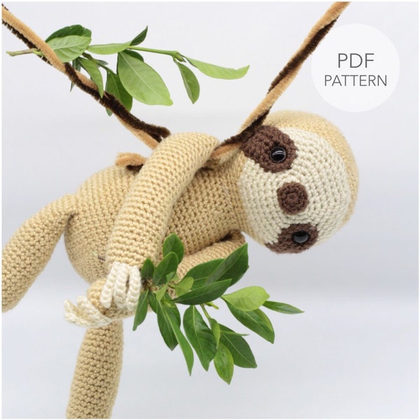 Crochet Sloth Amigurumi Pattern: Slow Mo Stuffed Animal (PDF Pattern)