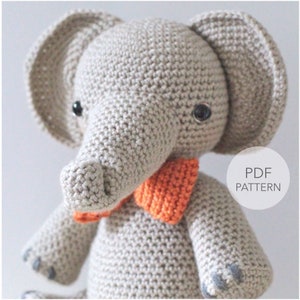 Crochet Amigurumi Elephant PATTERN ONLY, Professor Elbert, pdf Amigurumi Stuffed Toy Pattern, English Only image 1