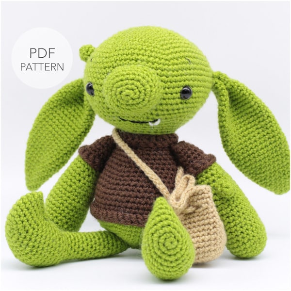 Gehäkelte Amigurumi Fantasy Goblin MUSTER NUR, Pinch, pdf Kuscheltier Anleitung, nur auf Englisch