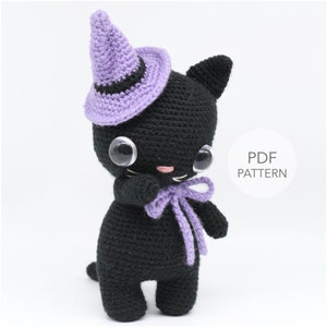 Crochet Amigurumi Cat, PATTERN ONLY, Luna Kitty, pdf Stuffed Halloween Toy Pattern, ENGLISH Only image 1