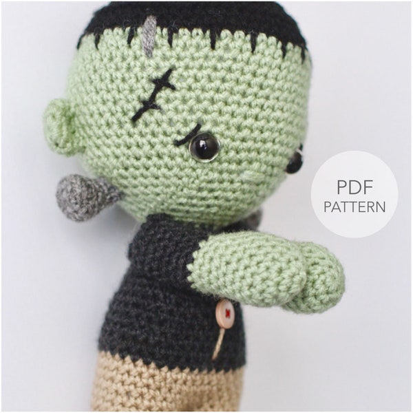 Crochet Frankenstein Amigurumi PATTERN ONLY, Franklin Monster, pdf Amigurumi Stuffed Toy Pattern, Halloween, English Only