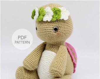 Crochet Amigurumi Tortoise PATTERN ONLY, Gloria, pdf Stuffed Animal Toy Pattern, English Only