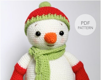 Crochet Amigurumi Snowman PATTERN ONLY, Happy, Christmas Snowman pdf Stuffed Toy Pattern, English Only