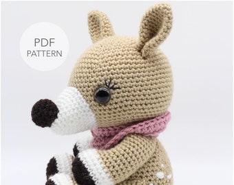 Gehäkelte Amigurumi Baby Hirsch MUSTER NUR, Wald Rehkitz, pdf Kuscheltier Spielzeug Muster, nur Englisch