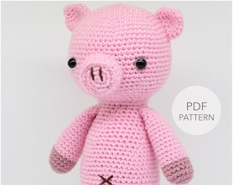 Crochet Amigurumi Pig PATTERN ONLY, Curly The Pig, pdf Stuffed Animal Toy Pattern, English Only