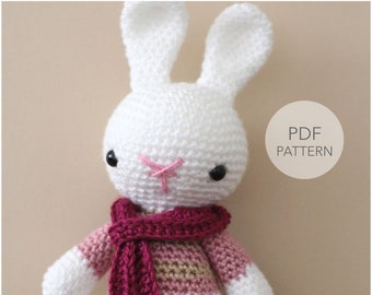 Crochet Amigurumi Bunny PATTERN ONLY, Marley Bunny Rabbit, pdf Amigurumi Stuffed Animal Toy Pattern, English Only