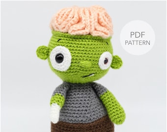 Crochet Zombie Amigurumi Pattern: Brian Brain Stuffed Toy (PDF Pattern)