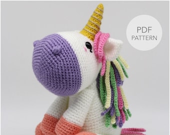 Crochet Amigurumi Unicorn, PATTERN ONLY, Charmy, pdf Stuffed Animal Toy Pattern, English ONLY
