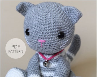 Crochet Amigurumi Cat, PATTERN ONLY, Abby Tabby, pdf Stuffed Animal Toy Pattern, English Only