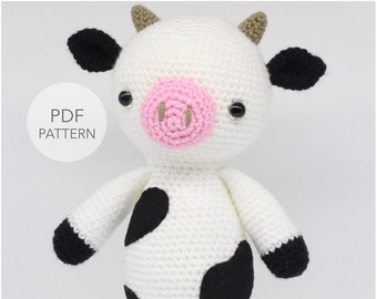 Crochet Amigurumi Cow PATTERN ONLY, Lily The Cow, pdf Stuffed Animal Toy Pattern, English Only