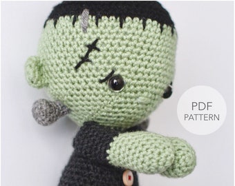 Crochet Frankenstein Amigurumi PATTERN ONLY, Franklin Monster, pdf Amigurumi Stuffed Toy Pattern, Halloween, English Only